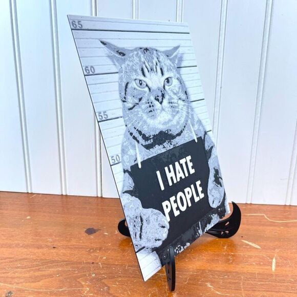 Wall Art, Funny Cat Mugshot, "I Hate People", Sassy Cat, Cat Attitude - Picture 8 of 10
